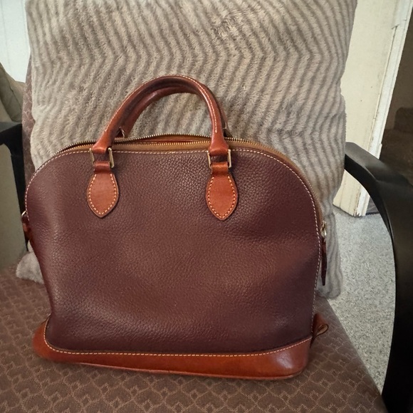 Dooney & Bourke Burgundy and Tan Satchel - Picture 6 of 8
